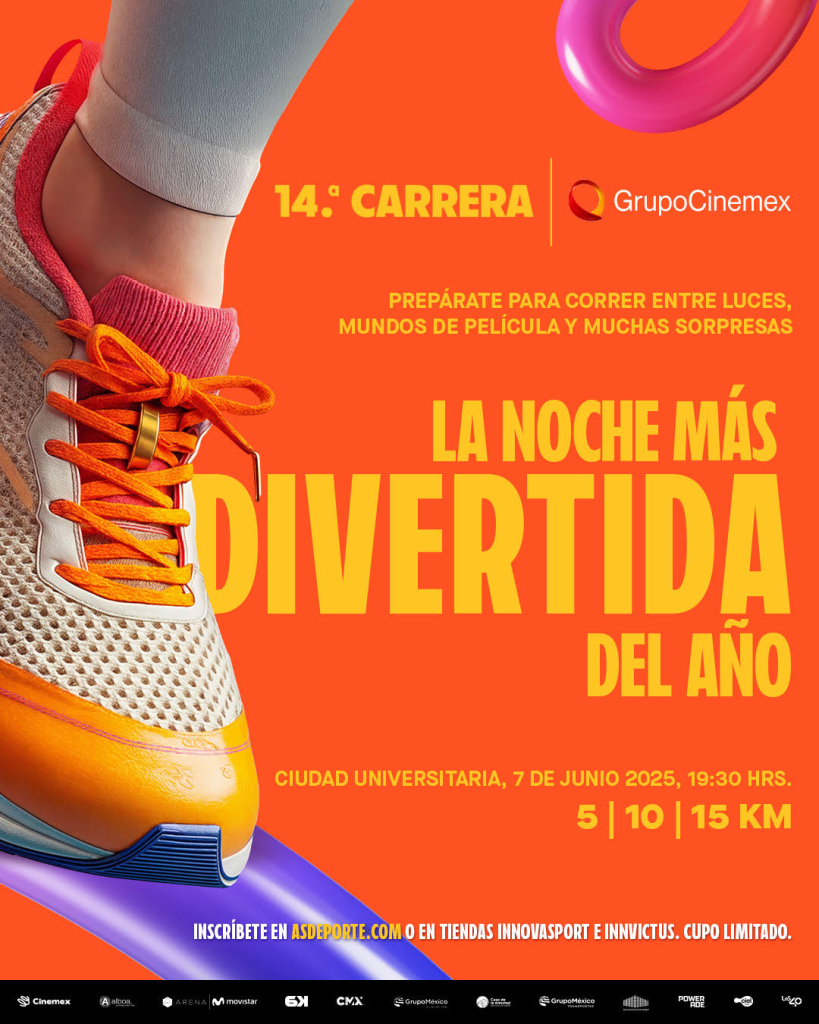 ¡Corre como en película! Llega la 14ª Carrera Grupo Cinemex, la noche más divertida del año