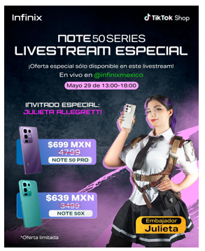 Infinix México lanza promociones imperdibles de la Serie NOTE 50 en su live por TikTok