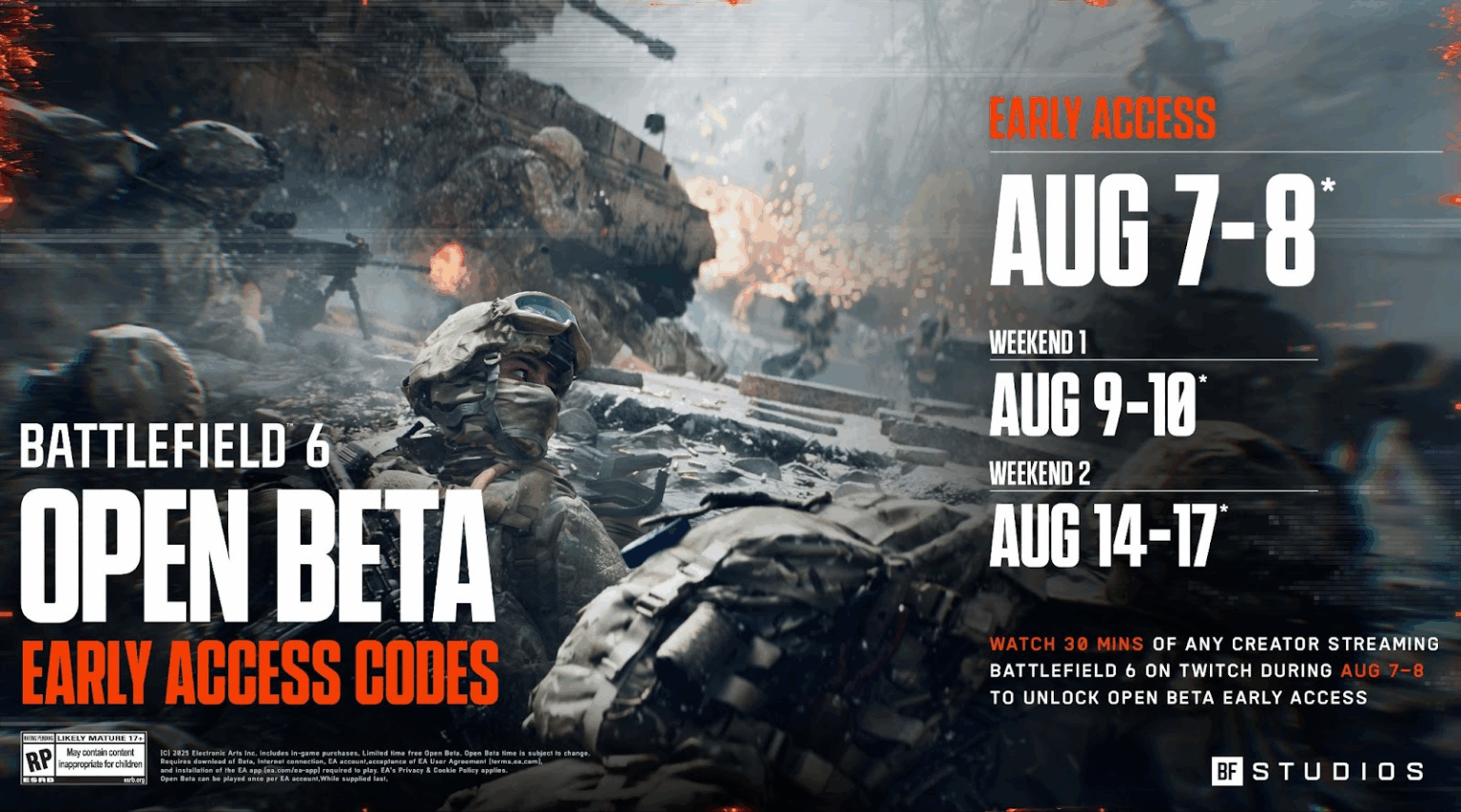 Battlefield 6 lanza tráiler de su Beta Abierta y ofrece acceso anticipado a través de transmisiones en Twitch