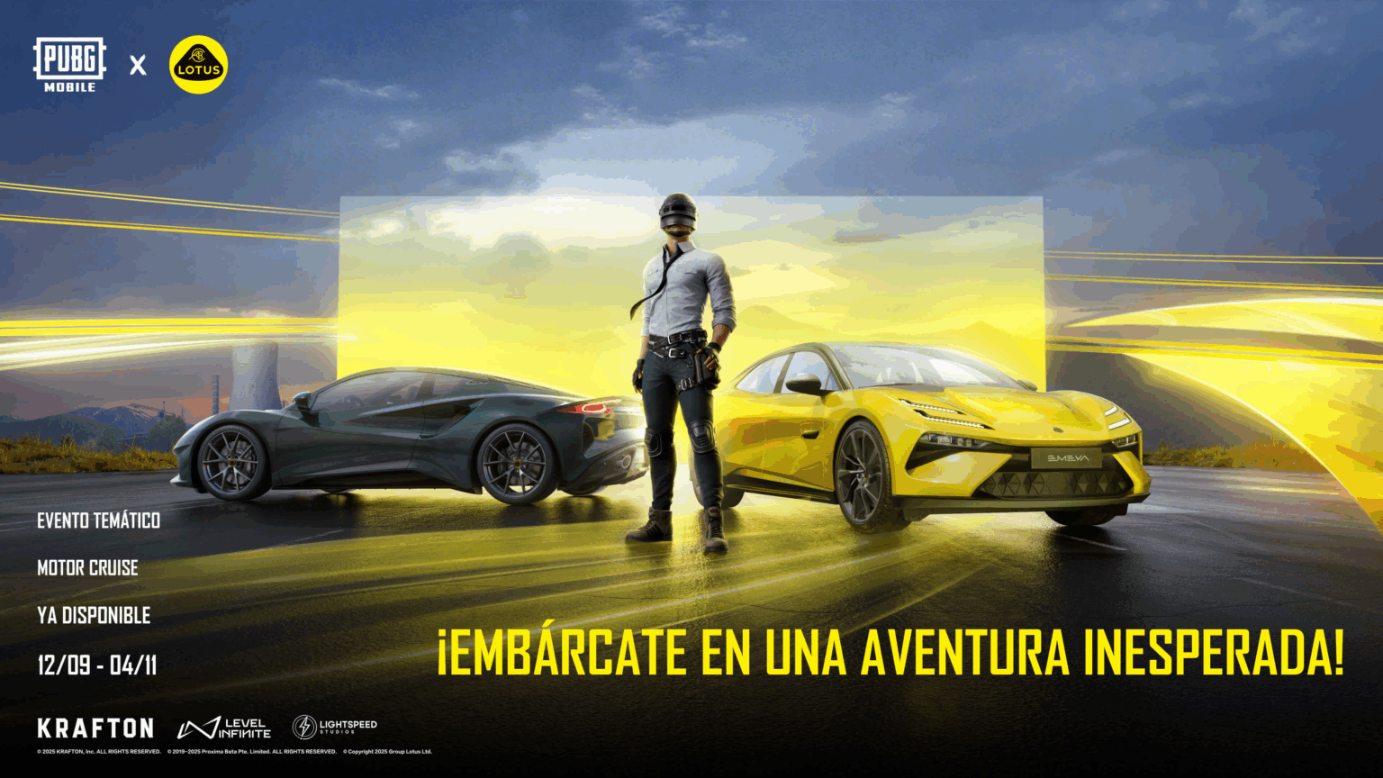 PUBG MOBILE acelera con Lotus: coches deportivos británicos en el campo de batalla