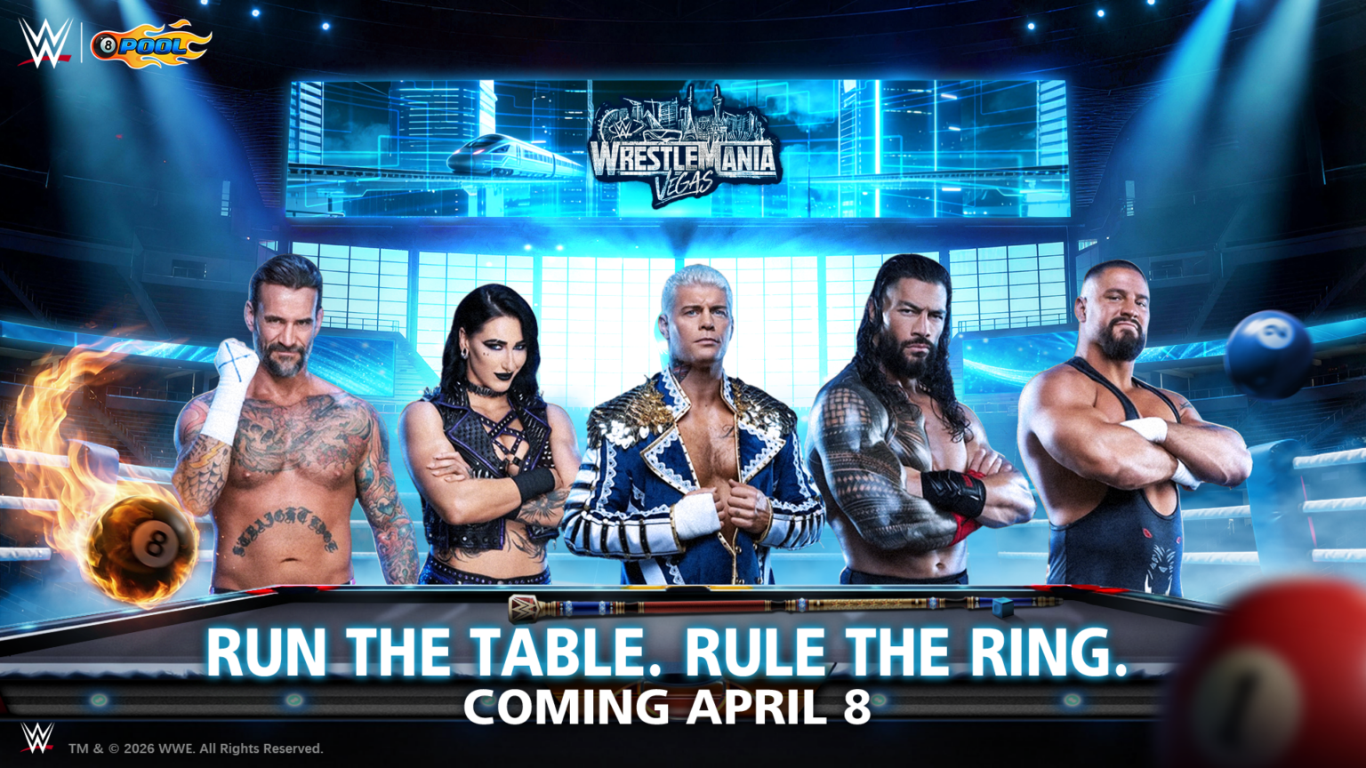 8 Ball Pool y WWE se unen en el crossover del año: Tacos, mesas y lucha libre por tiempo limitado